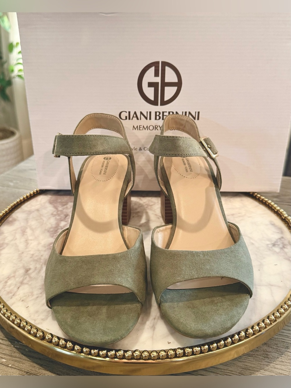 Giani Bernini Sage Suede Block Heel Sandals | SZ. 9.5 (NWB) - Picture 2 of 5